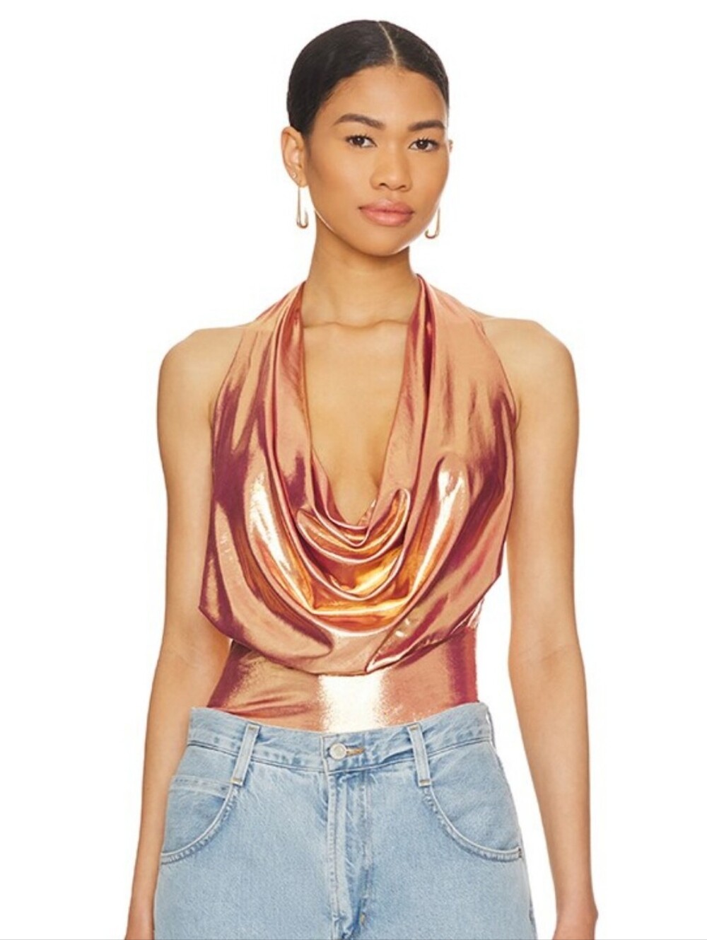 NWT SUPERDOWN REVOLVE MAYLEN Cowl Neck Bronze Top
